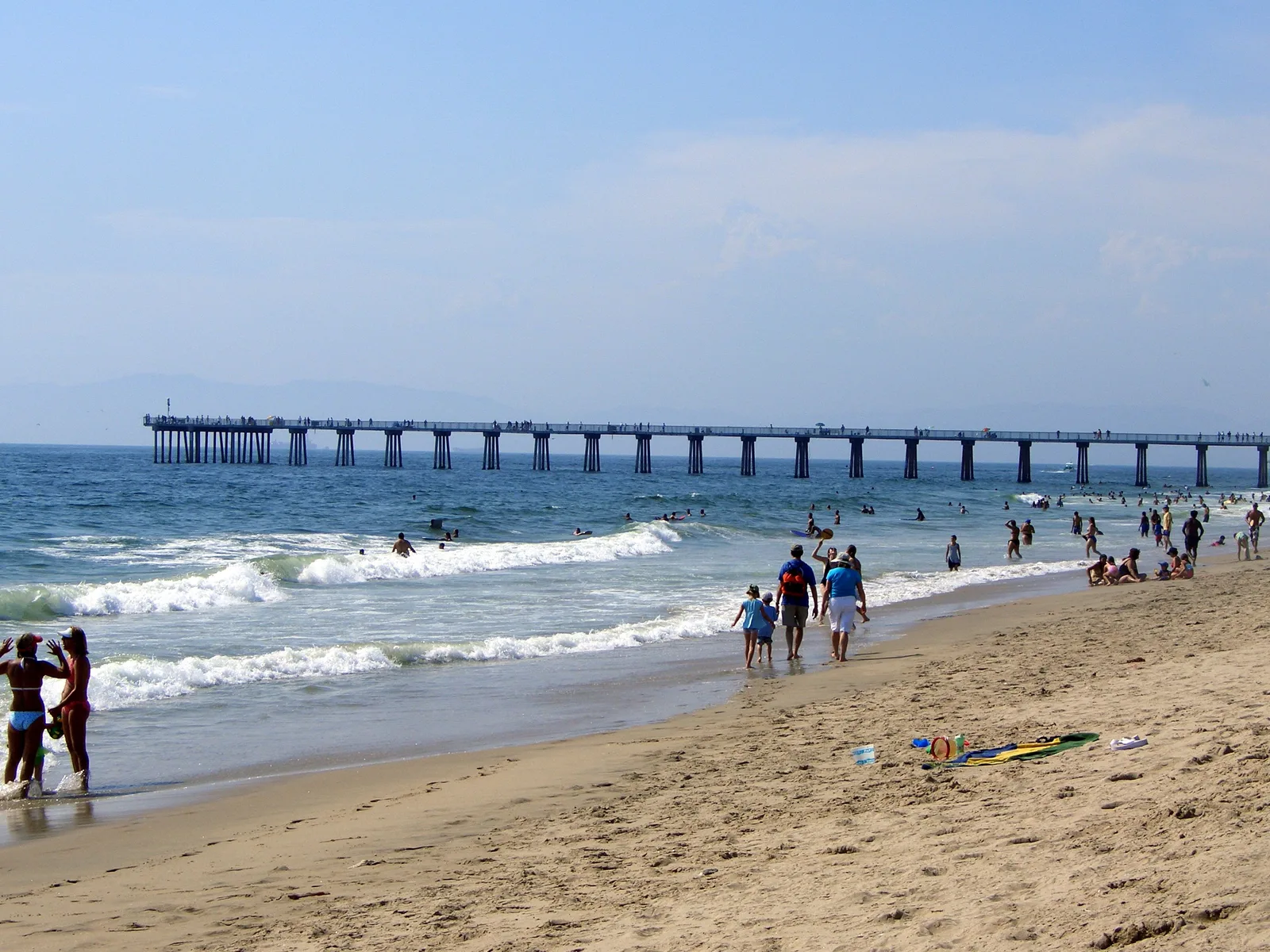 A bright summer day on the sand in Hermosa Beach